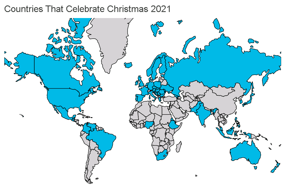 Paesi che festeggiano il Natale 2021 ---- Mappa della distribuzione dei clienti con Sunnex