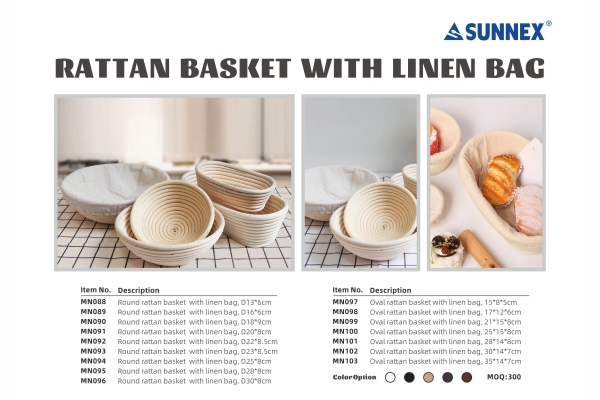 SUNNEX Nuovo cestino in rattan con borsa in lino