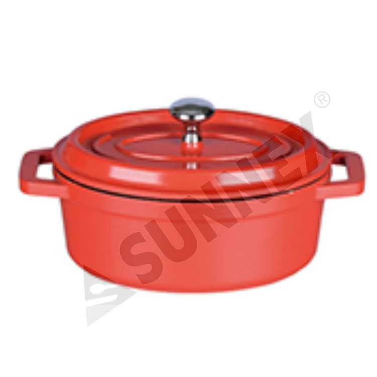 Pentola da cucina rossa classica serie Mini con manico in casseruola ovale