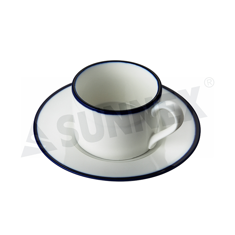 Tazza Di Caffè In Porcellana Con Bordo Blu