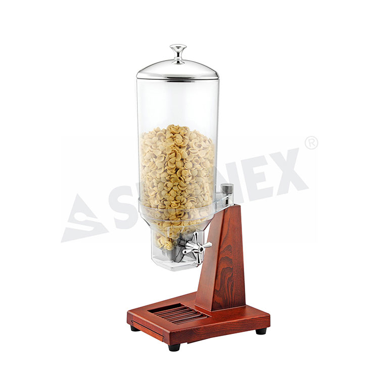 Dispenser Singolo Cereali Con Base In Legno Massello